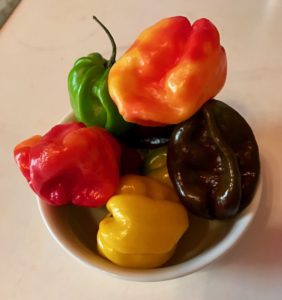 A rainbow of Scotch Bonnets